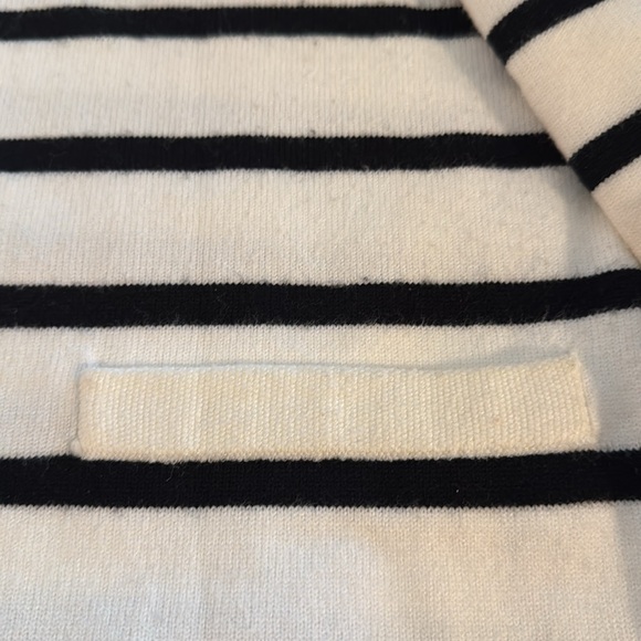 Women’s Striped Button-Up Sweater - Black and White - Picture 4 of 7